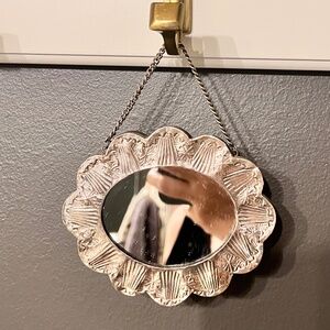 Vintage Turkish Wedding Mirror — 900 Silver (Tekce) • Palm-Size Bridal Dowry Kee